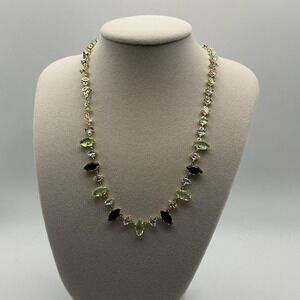 Multicolor Crystal Marquise Necklace 18K Gold Plated Brass Waterproof Adjustable